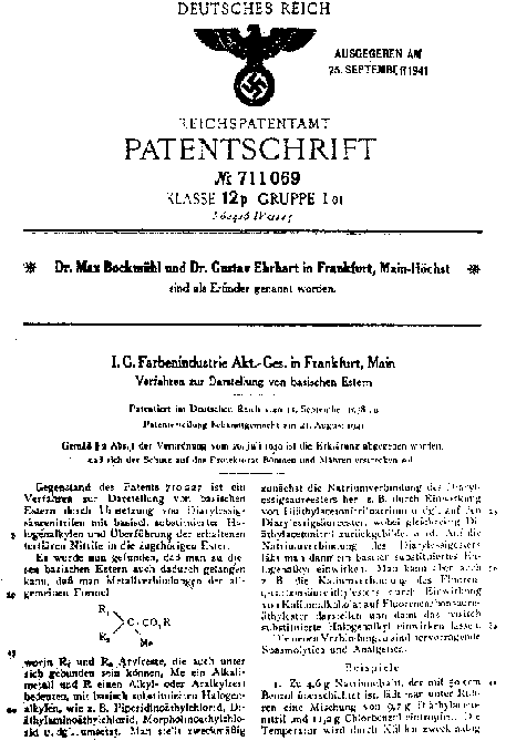 The original methadone patent application