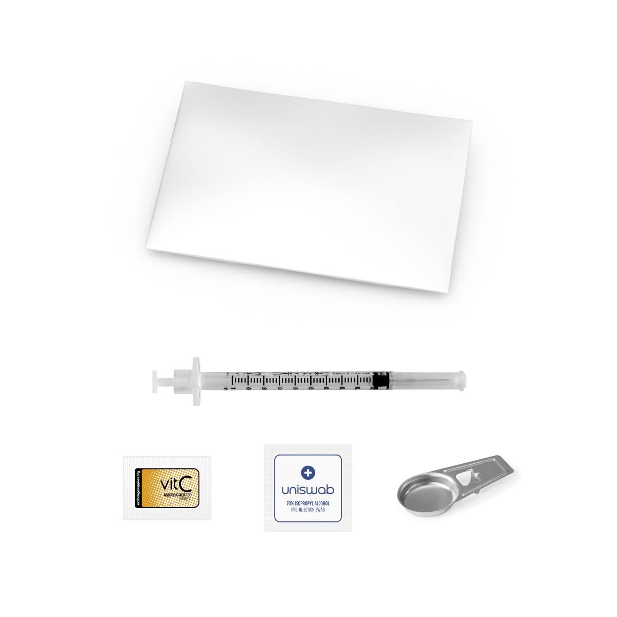 Single injection kit (filter syringe, spoon, vitC)