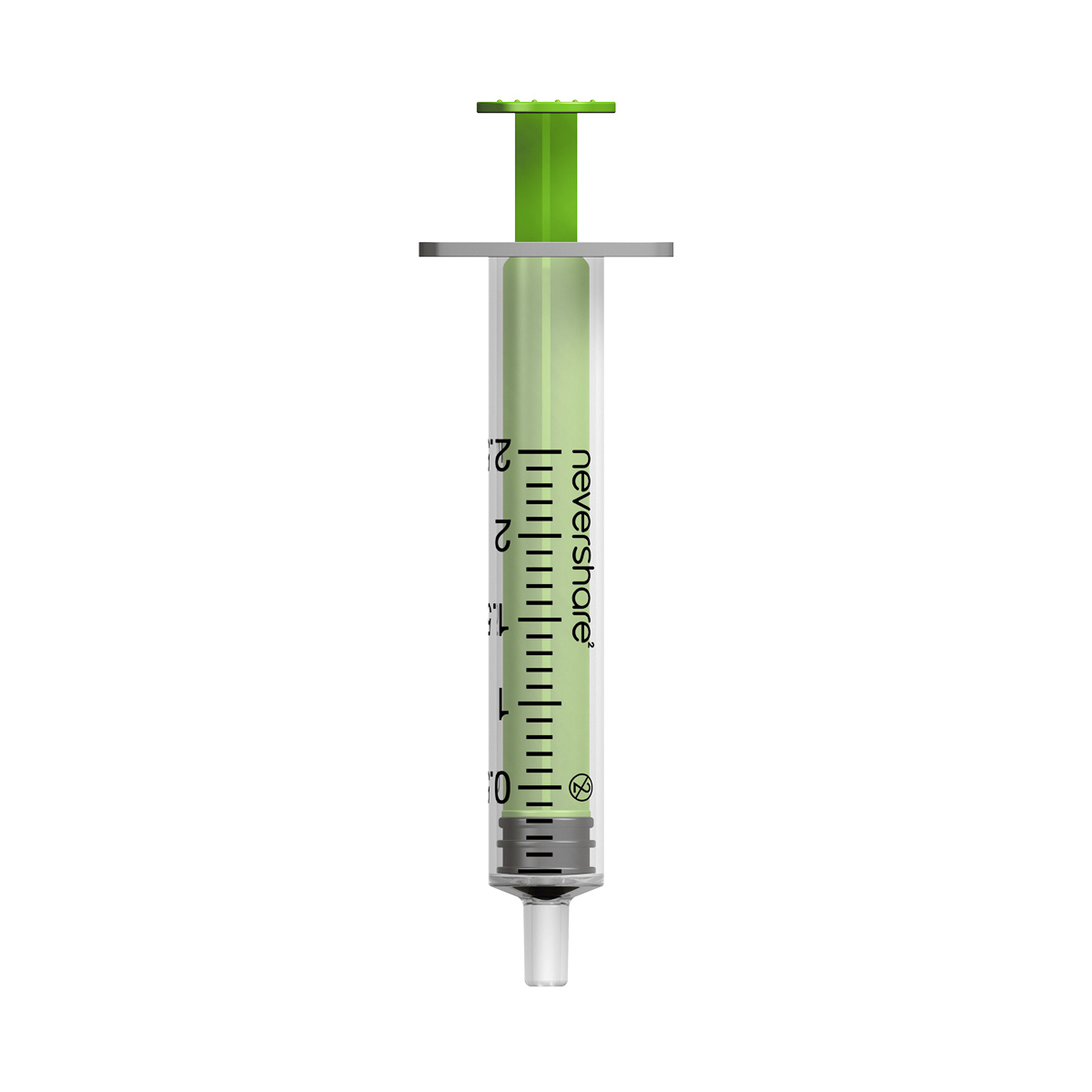 2ml Nevershare Syringe: green (luer slip)