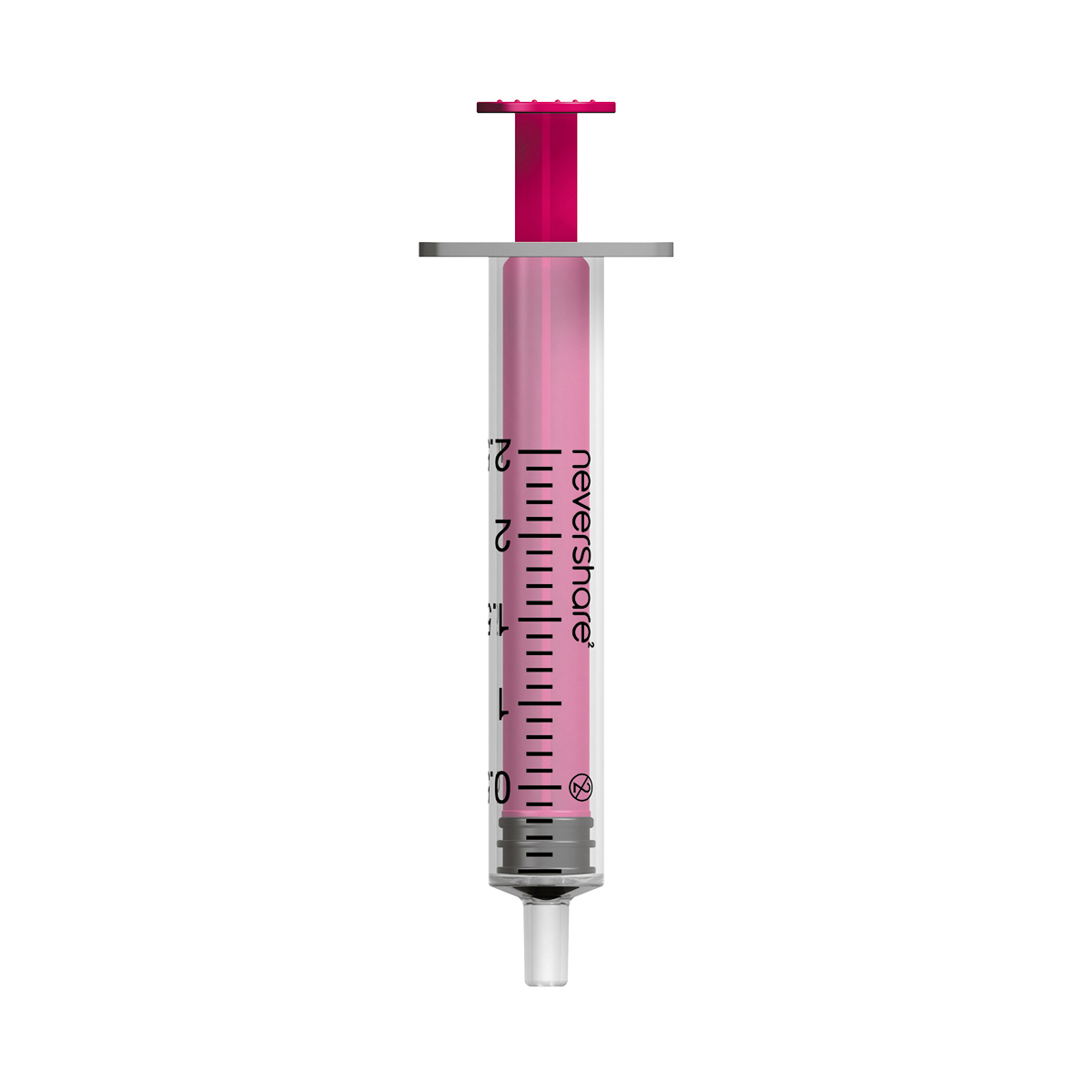 2ml Nevershare Syringe: pink (luer slip)