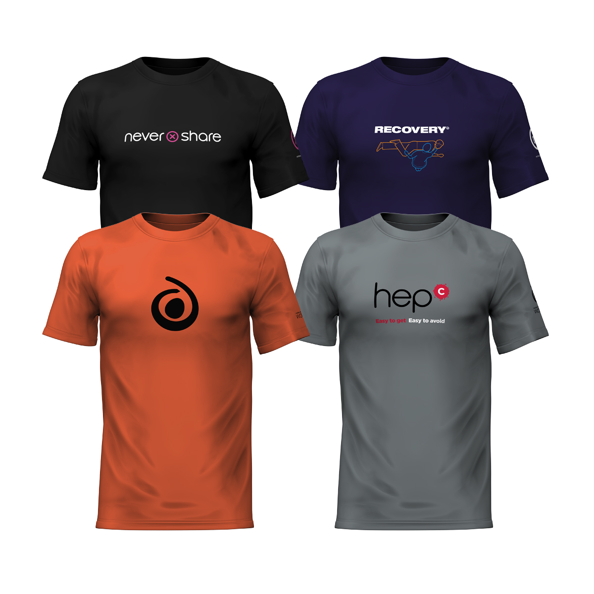 12 T-shirt pack: all 4 designs, mixed sizes