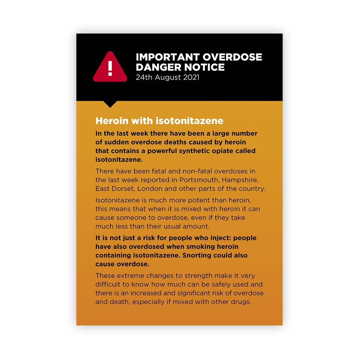 Isotonitazene warning leaflet