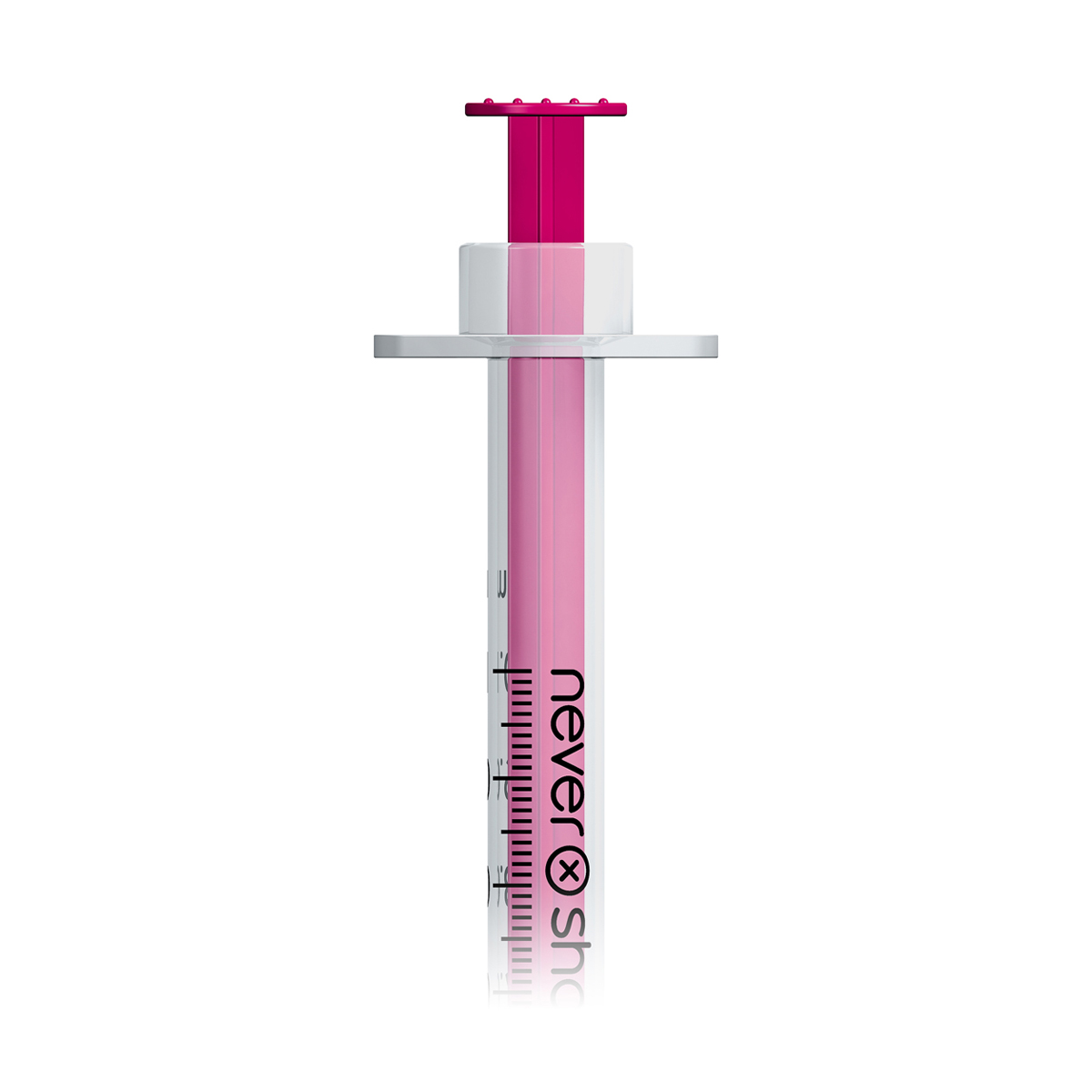 Nevershare 1ml 30G fixed needle syringe: pink  (discontinued, see below)