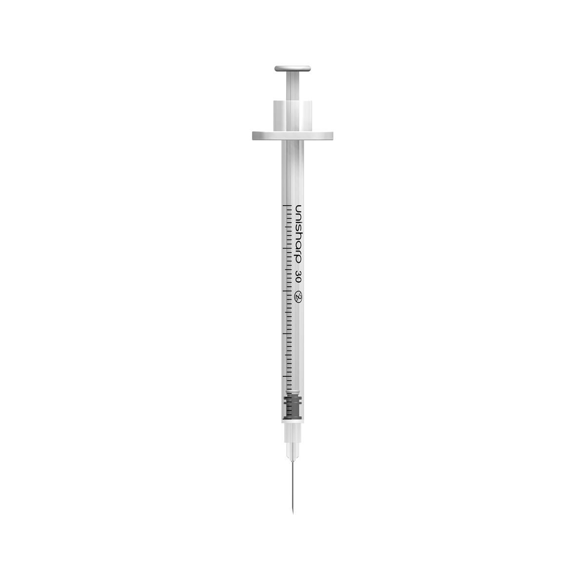Unisharp 0.5ml 30G fixed needle syringe: white