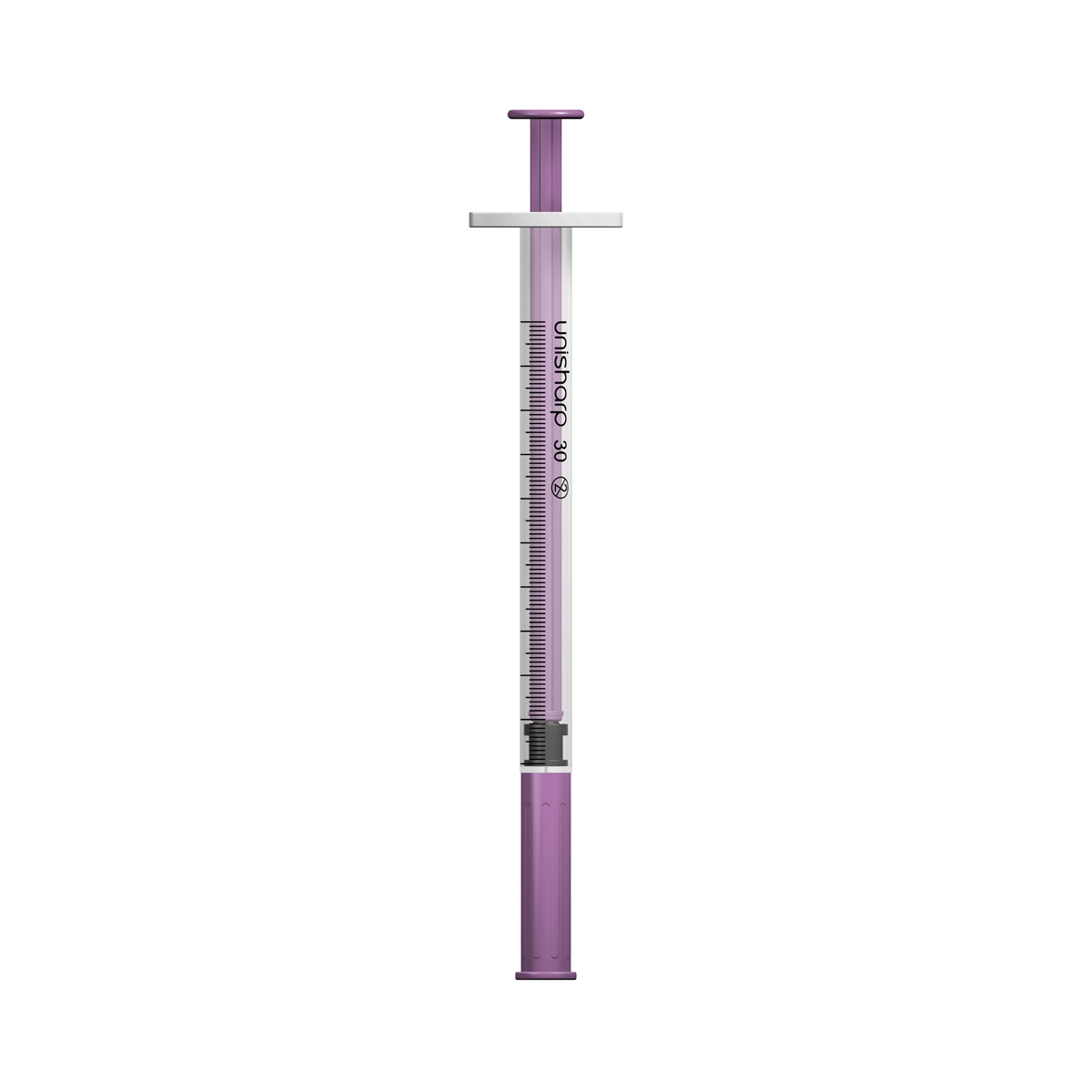Unisharp 1ml 30G fixed needle syringe: purple