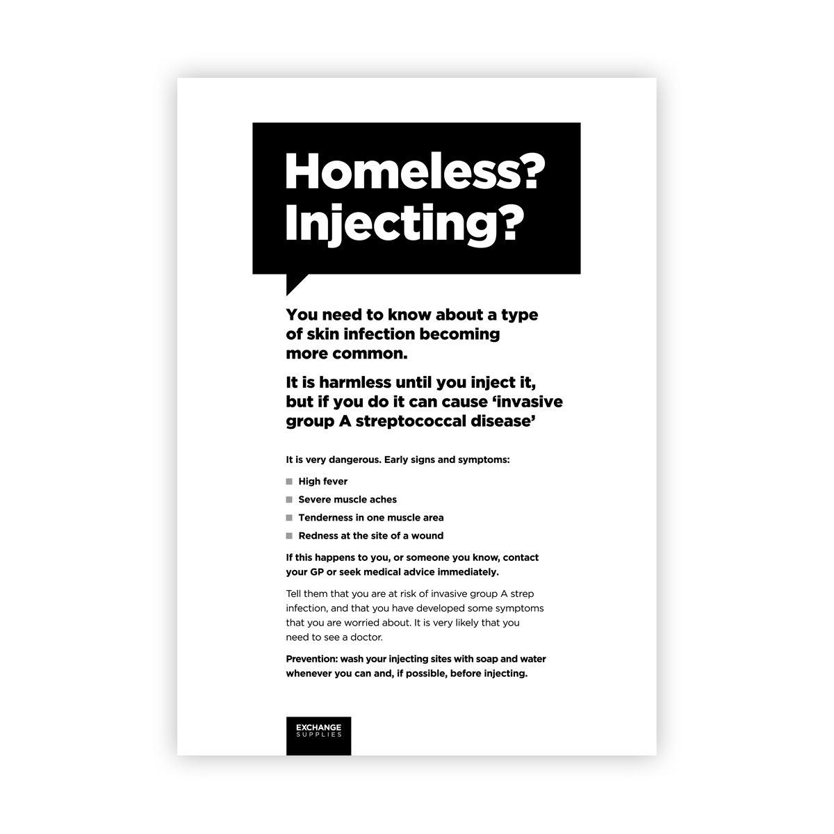 Poster for homeless injectors